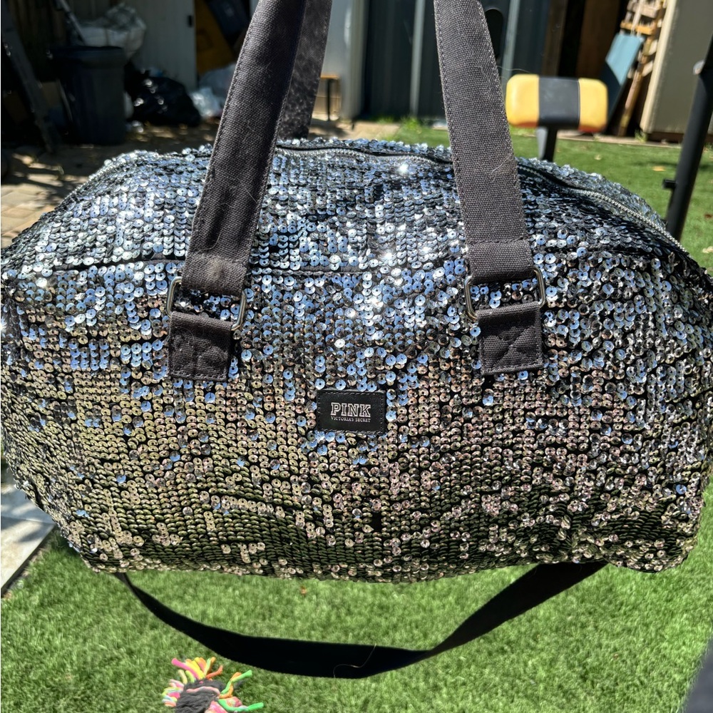 PINK Victoria's Secret RARE Shimmering Sequin Travel duffle bag